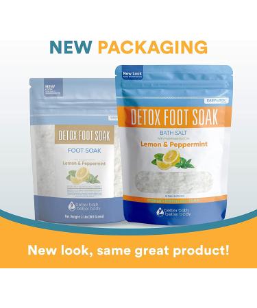Detox Foot Soak Salts 32 oz with Lemon, Peppermint, Lavender & Frankincense Essential Oils - Soothes Athlete's Foot, Softens Calluses, and Relaxes Tired Feet - BPA Free Pouch - 2 lb Pack - Buy Online on GoSupps.com