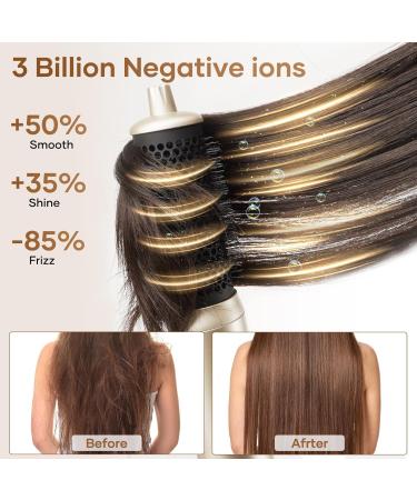 6-in-1 Hair Styler Hot Air Brush - 110 000 RPM Ionic Hair Dryer & Straightener for Fast Drying Curling and Volumizing - Professional Stone Gold - Buy Online on GoSupps.com