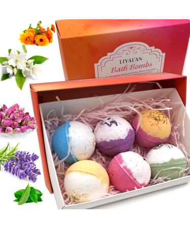 Bath Bombs Spa Set— Natural Body Relaxation — 6 Fizz Balls Floral scents: Lavender, Jasmine, Rose, Calendula, Green Tea & Osmanthus — Coconut, Shea Butter Genuine moisturize & Making Skin so Soft 1