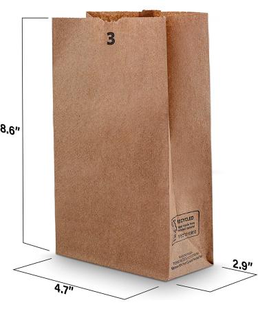 3 lb Strong & Durable Kraft Paper Bags by MT Products - 100 Count | Ideal for Groceries | Keeps Food Fresh | Bulk Brown Paper Sacks - Buy Online on GoSupps.com