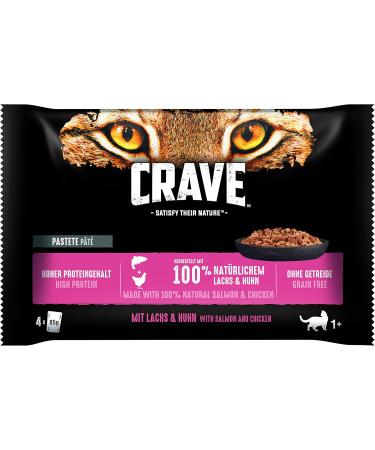 Crave Grain-Free Cat Food | Protein-Rich Salmon & Chicken Pate (44 Bags 3740g) - Shop Internationally - Buy Online on GoSupps.com