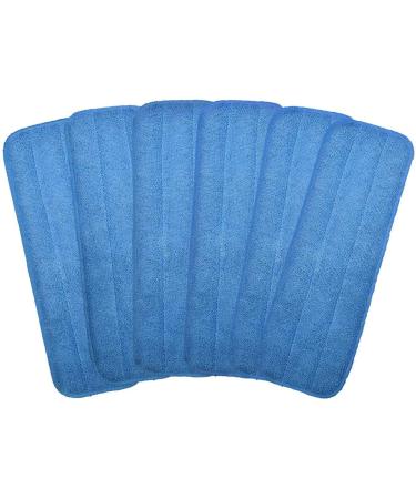 Microfiber Replacement Mop Pad, 18" x 6" Wet & Dry Home & Commercial Cleaning Refills, Reusable Floor Mop Pads (6 Pack) Blue