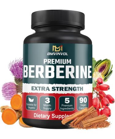 5-in-1 Berberine with Ceylon Cinnamon, Milk Thistle, Turmeric, Artichoke - 30:1 Concentrated Formula - 3 Month Supply