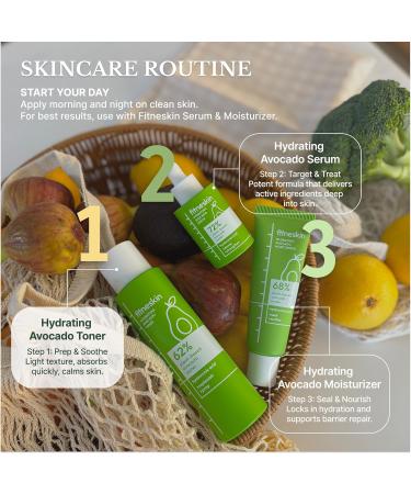 fitneskin Hydrating Avocado Toner 5.1 Fl Oz (150ml) 62% Plant-Based Avocado Extract + Hyaluronic Acid Alcohol-Free Fragrance-Free Vegan Dermatologist-Tested Korean Skincare - Buy Online on GoSupps.com