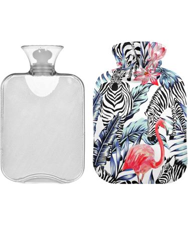 NAANLE 2L Heat Bottle with Palm Leaf Zebra Flamingo Cover Hot Water Bottle for Menstrual Cramps Pain Relief & Heat Therapy - Buy Online on GoSupps.com