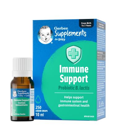 Gerber Supplements for Baby Immune Support 0-3 Years Supports Immune System & Gastrointestinal Health Vegetarian Gluten-Free No Colours Flavours or Sweeteners Drops