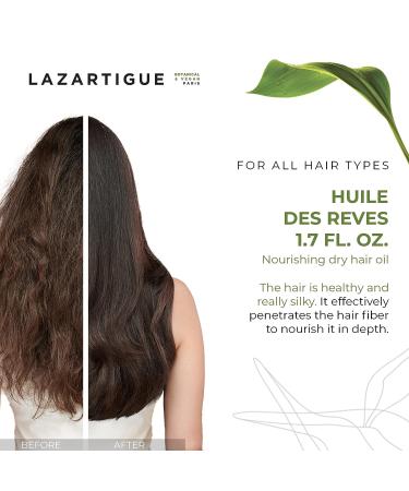 Lazartigue Huile Des Reves Nourishing Dry Hair Oil - 1.7 Oz - Vegan & Silicone Free - Restorative Formula for Damaged Hair - Buy Online on GoSupps.com