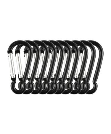SWATOM Aluminum Carabiner Clip 1.6/1.9/2.3/2.7/3.1 Inches Spring Snap Hook Keyring Carabiners Keychains Black (10P/20P) 1.6 Inch