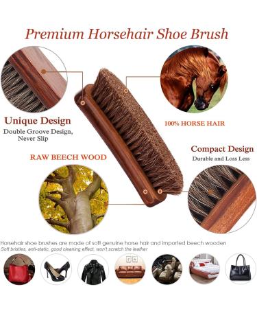 KY-Tech Premium Horsehair Shoe Polish Brush Kit with Plush Polishing Glove - Black - Buy Online on GoSupps.com