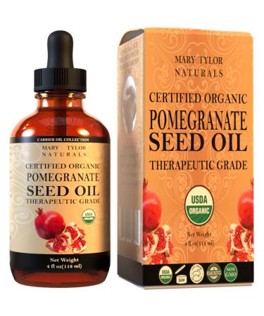 Organic Pomegranate Seed Oil (4 oz), USDA Certified by Mary Tylor Naturals, Cold Pressed, Hexane-Free, Antioxidants, Rejuvenates Hair, Promotes Skin Elasticity