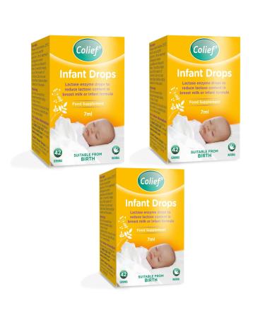Colief Infant Drops | Lactase Enzyme Drops | Natural Colic Relief for Babies | Reduces Bloating Wind and Crying | 7ml X 3 Pack