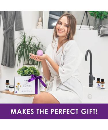 Luxury 18pc Bath Gift Set | French Lavender Spa Basket for Men & Women | Handmade Relaxation Kit with Body Oils Lip Balm Candle & Bath Bombs - Buy Online on GoSupps.com