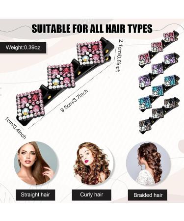 Crystal Stone Braided Hair Clips Set - 16 Pcs Pearl Flower Rhinestones Hairpin for Women and Girls - Buy Online on GoSupps.com