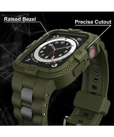 GELISHI Apple Watch Band 45mm/44mm/42mm with Rugged Bumper Case | Army Green Military Band for Watch Series 8/7/6/SE/5/4/3/2 | Protector and Sport Band - Buy Online on GoSupps.com