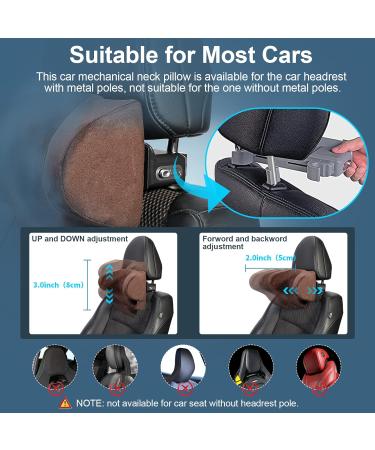 Rokehr Car Seat Neck Pillow - Adjustable Memory Foam Headrest for Comfortable Driving - Brown - Buy Online on GoSupps.com