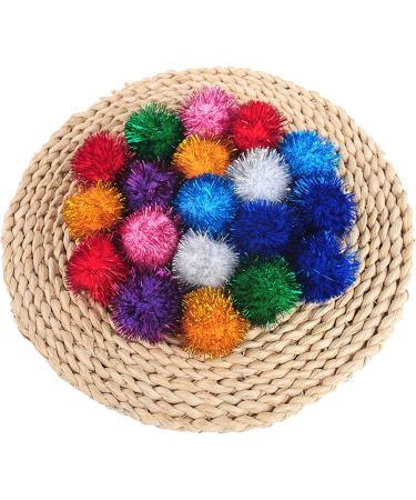 Voviggol 20-Pack Sparkle Cat Balls - Large Glittering Pom Pom Toys for Indoor Kittens - Fuzzy Colorful Balls - Buy Online on GoSupps.com