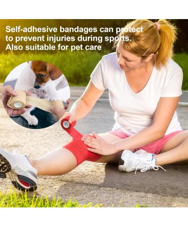 24-Pack Self-Adhesive Cohesive Bandage - Elastic First Aid Wrap for Fingers & Pets 5cm x 4.5m - Buy Online on GoSupps.com