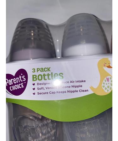 Parent's Choice 3 Pack BPA Free Baby Bottles | Dishwasher & Microwave Safe | Slow Flow Nipples | 0+ Months | Purple, White, Pink (Girls) - Buy Online on GoSupps.com