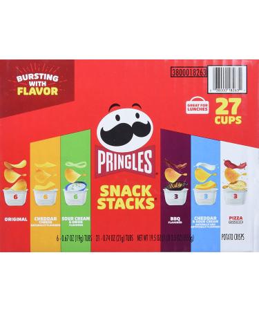 Pringles Snack Stacks Variety Pack - 27 Cups, 6 Flavors - Perfect Office & Kids Lunch Snacks - Buy Online on GoSupps.com