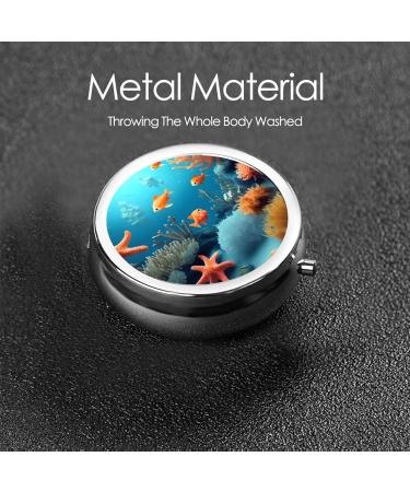 Coral Fish Underwater Round Pill Box - 3 Compartment Portable Organizer for Travel & Everyday Use - Buy Online on GoSupps.com