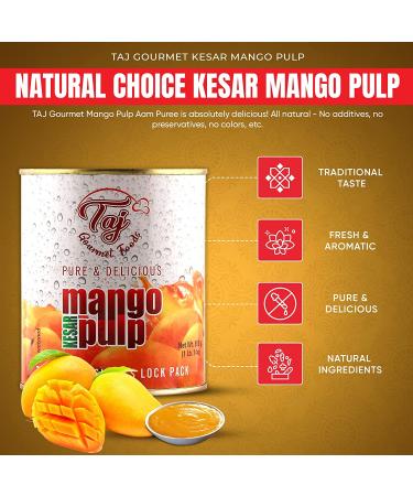 TAJ Kesar Mango Pulp 30oz - Sweetened Mango Puree for Delicious Recipes - Buy Online on GoSupps.com