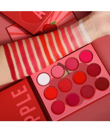 DE'LANCI Red Eyeshadow Palette - 12 Highly Pigmented Colors, Matte Shimmer Blendable Formula, Long Lasting & Waterproof - Perfect Mini Makeup Gift for Women - Buy Online on GoSupps.com