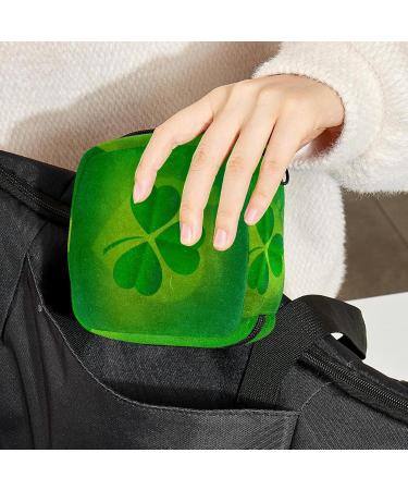 Menstruation Pad Bag with Zipper - Women's Napkin Bag & Tampon Collecting Tote for Girls | St. Patrick's Day Clover Design - Buy Online on GoSupps.com