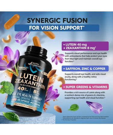 Eye Vitamins - Lutein and Zeaxanthin Supplements - AREDS2 Based Supplement for Seniors & Adults - Eye Health & Vision Support - Saffron Zinc Vitamins Copper Super Greens - Made in USA 60 Capsules - Buy Online on GoSupps.com