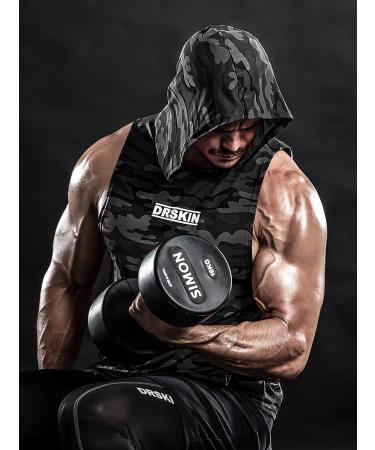 DRSKIN Men's Sleeveless Hooded Tank Tops - Pack of 2, Camo-Black Red - XX-Large - Buy Online on GoSupps.com