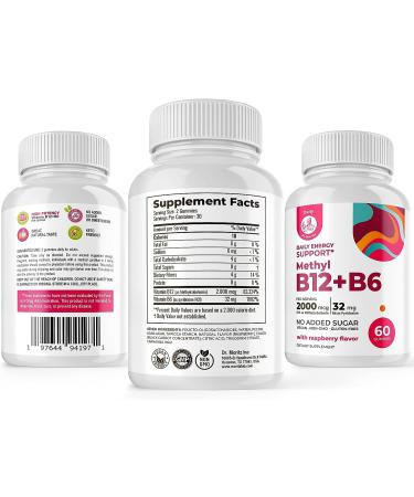 Dr. Moritz Vitamin B6 B12 Gummies - Sugar-Free Vegan Formula with 2000mcg Methyl B-12 and 32mg B-6 - Raspberry Flavor Chewable Vitamina for Adults & Kids - Buy Online on GoSupps.com