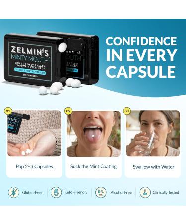 Zelmin's Minty Mouth Breath Freshener - 3 Pack, Long Lasting Bad Breath Treatment for Adults, Alcohol Free & Gluten Free - Buy Online on GoSupps.com