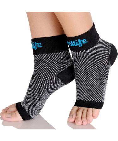 Dowellife Plantar Fasciitis Socks, Ankle Brace Compression Support Sleeves & Arch Support, Foot Compression Sleeves, Ease Swelling, Achilles Tendonitis, Heel Spur for Men Women Black Medium