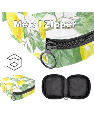 Menstruation Pad Bag with Zipper Stylish Women's Napkin & Tampon Collection Bags (Leaf Green Yellow Lemon Fruits) - Buy Online on GoSupps.com