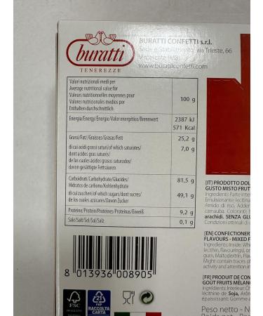 Buratti Confetti Tenerezze Red Fruits Flavour Chocolate Coated Almonds 1 kg - Buy Online on GoSupps.com
