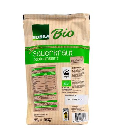 Edeka Organic Sauerkraut Pasteurized with Sea Salt - Pack of 7 (7 x 500g) | Premium International Shipping - Buy Online on GoSupps.com