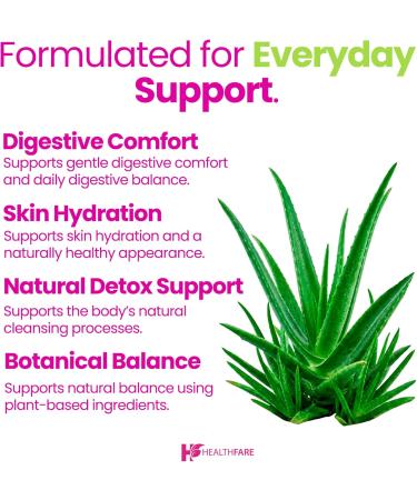 Healthfare Aloe Vera Capsules 40 000mg | 60 Vegan Pills | Inner Leaf Aloe Vera Extract Supplement | Gut Health & Digestive Support | Non-GMO Gluten-Free | Made in USA - Buy Online on GoSupps.com