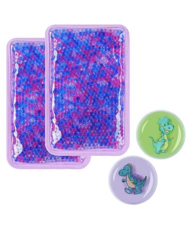 Reusable Ice Pack, 7.5 x 4.8 Inch Hot and Cold Gel Bead Pack, with 2 Pack Animal Pattern Cold Pack for Injuries, Knee, Back Pain Relief (Purple)