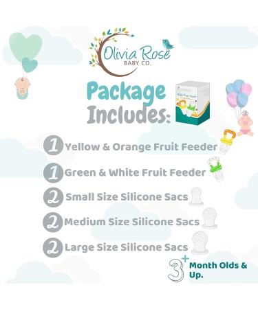 Baby Fruit Feeder Pacifier (2 Pack) for Toddler | BPA Free Silicone Teether | Soothing Gum Relief | Infant Teething Toy with Various Nipple Sizes - Buy Online on GoSupps.com