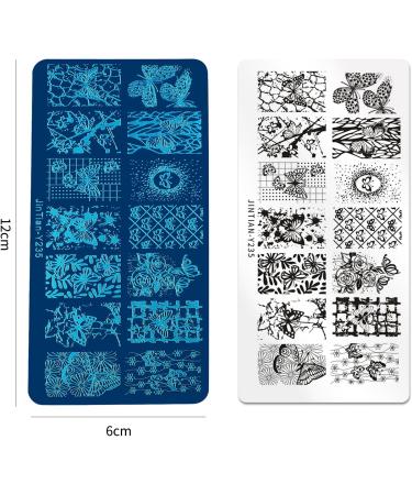 MWoot Nail Stencil Stamp Set - 3PC Geometry Lines & Butterfly Flower Nail Art Plate Kit for Stunning Manicures - Buy Online on GoSupps.com