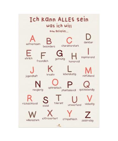 CreativeRobin ABC Affirmation Poster | Children's room daycare kindergarten | DIN A3 DIN A3 ABC with characteristics