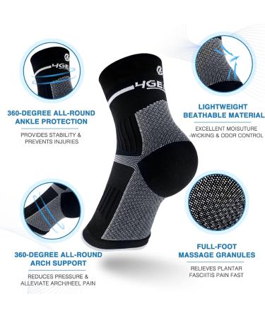 Plantar Fasciitis Pain Relief Kit- 2 Pairs Compression Foot Sleeves with Gel Cushioned Heel Protectors & Arch Supports- Fast Relief from Heel Spurs, Flat Feet, Achilles Tendonitis- XL(Size Women 11-12 Men 11.5-12.5) - Buy Online on GoSupps.com