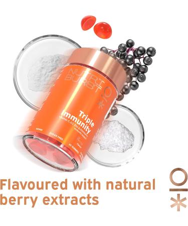Nutriburst Triple Immunity Gummies - Vitamin C, D3, Zinc, Elderberry Extract - 60 Berry Gummies - Buy Online on GoSupps.com