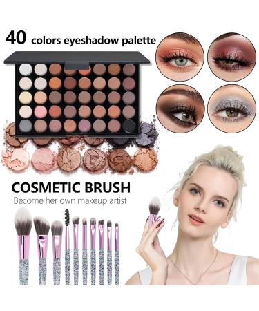 All-In-One Makeup Kit for Women | 40 Colors Eyeshadow Lip Gloss Brushes & More | Complete Makeup Set with Bag - Buy Online on GoSupps.com