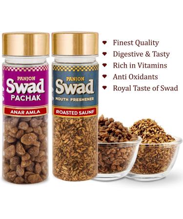 Panjon Swad Anar Amla & Roasted Saunf (Mukhwas Mouth Fresheners) 2 Bottles 180g - Buy Online on GoSupps.com