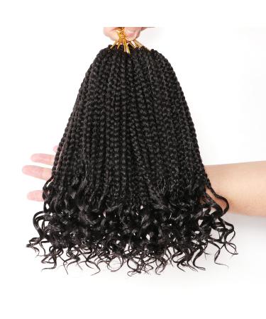 7 Packs 10 Inch Crochet Box Braids Hair with Curly Ends Prelooped Goddess Box Braids Crochet Hair Braiding Hair Crochet Braids Hair for Black Women (10 Inch ( Pack of 7 ), 1B#) 10 Inch ( Pack of 7 ) 1B#