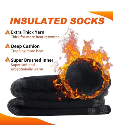 AWLE Warm Thermal Socks - Insulated Heated Winter Crew Socks - 2pc Black/Gray Medium - Buy Online on GoSupps.com