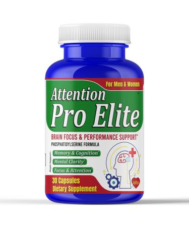 ROVita Attention Elite-Pro Brain Supplements for Memory and Focus Clarity & Cognitive Support Brain Supplement with Phosphatidylserine Supplement-30 Capsules