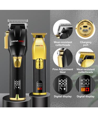 Professional Hair Clippers Set for Men | Cordless Barber Kit with LED Display & USB Rechargeable | Hair Cutting Kit - Perfect Gifts for Men (Black Gold - Buy Online on GoSupps.com