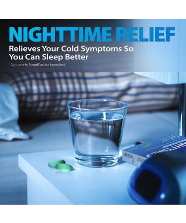 HealthA2Z Nighttime Cold & Flu Relief Softgels - 20 Count | Compare to Vicks Nyquil Liqui Caps - Buy Online on GoSupps.com
