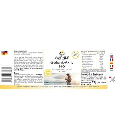WARNKE VITAL SUBSTANCES Probed capsule high dosage with glucasamine chonroitine & Hyaluronic acid 100 capsule Warnke Vitals German pharmacists qualitia - Buy Online on GoSupps.com